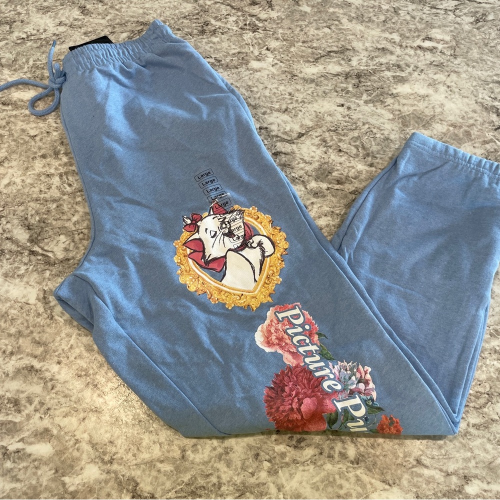Disney Sweatpants Aristocats Marie Picture purr-fect Womens Size Large NWT